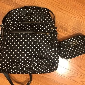 Late Spade backpack and cosmetic case